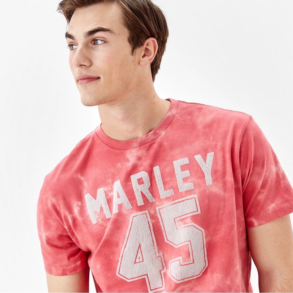 American Eagle Mens Medium Red Bob Marley Graphic Tee T Shirt Short Sleeve